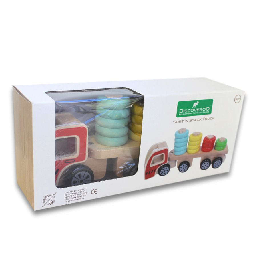 discoveroo sort & stack wooden toy truck