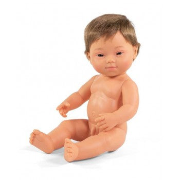 miniland 38cm anatomically correct doll with hair downs syndrome caucasian boy