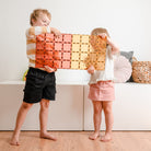 connetix magnetic tiles 2 piece  lemon & peach  base plate pack