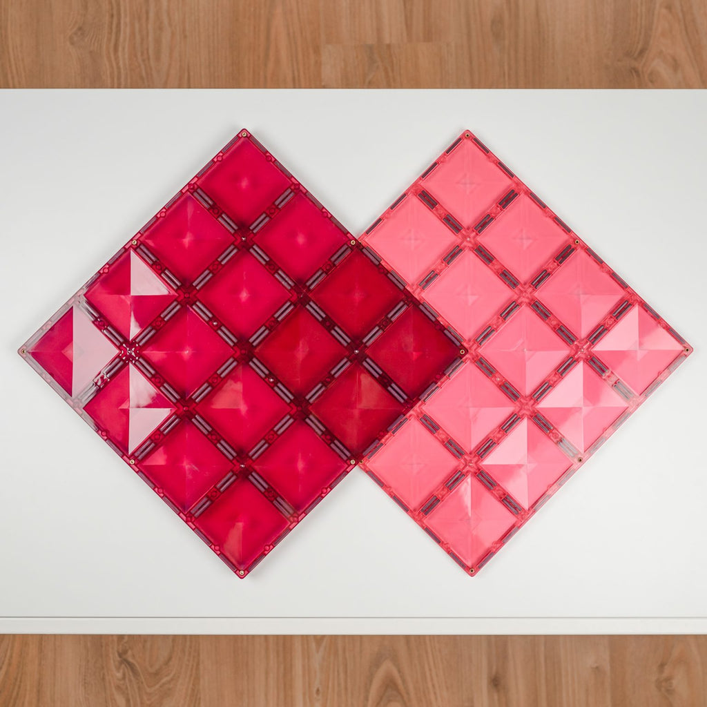 connetix magnetic tiles 2 piece  pink & berry  base plate pack