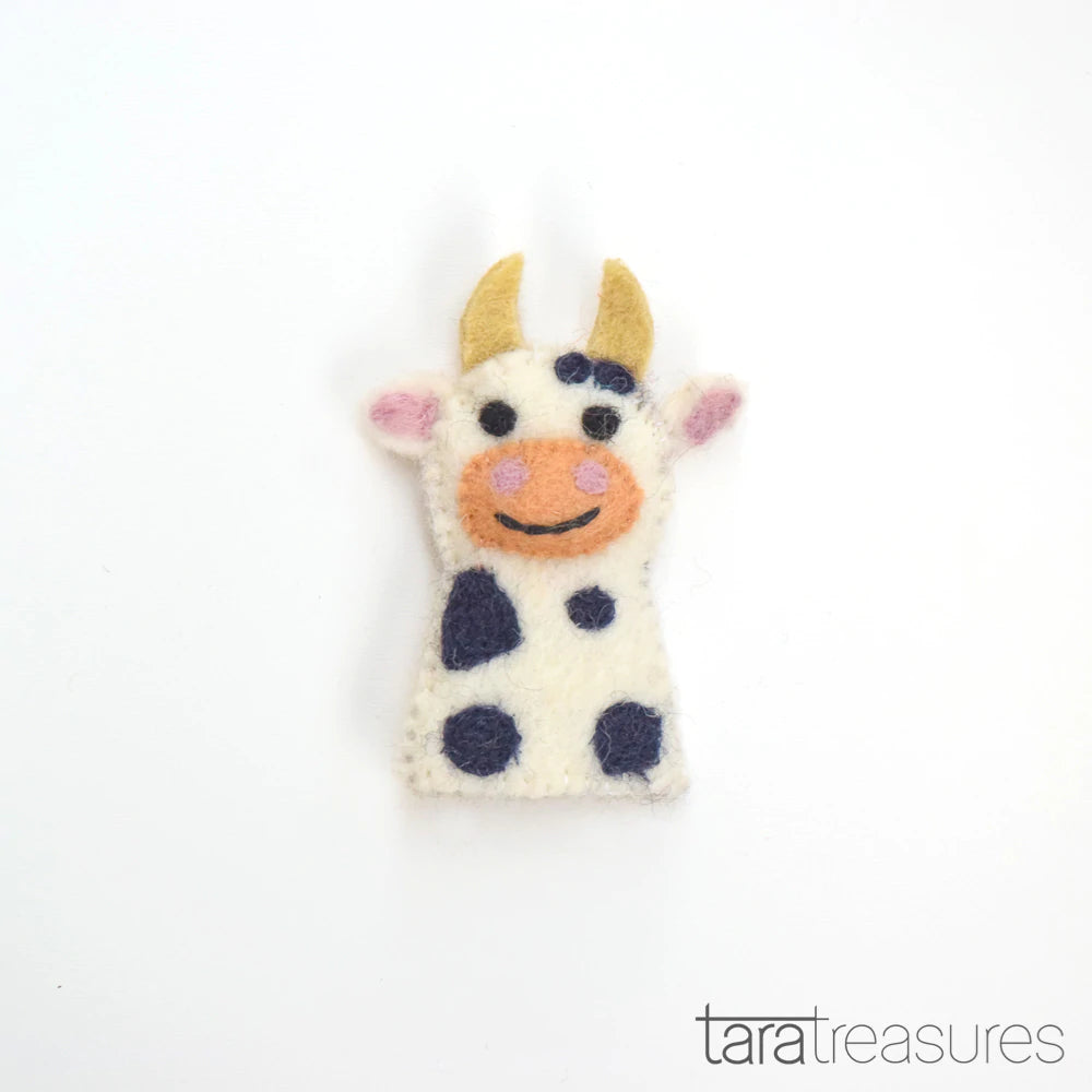 Tara Treasures Felt Cow Finger Puppet