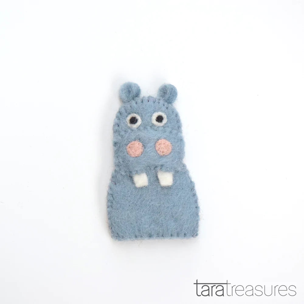 Tara Treasures Felt Hippo Finger Puppet