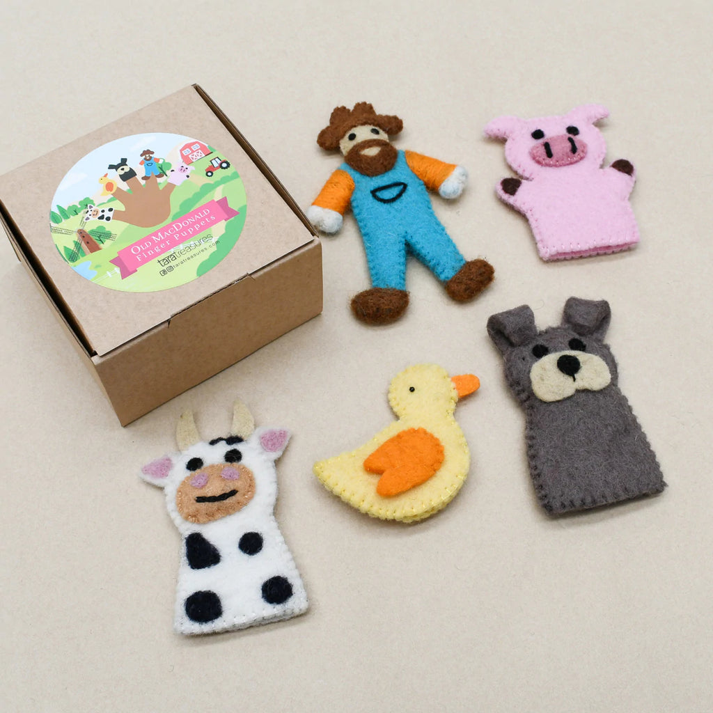 Tara Treasures Finger Puppet Set (Old MacDonald Farm Animals)