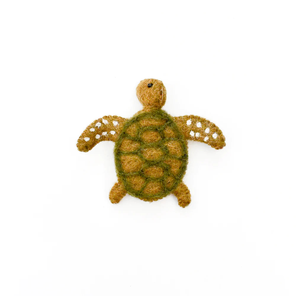 Taras Treasures Felt Green Sea Turtle Finger Puppet