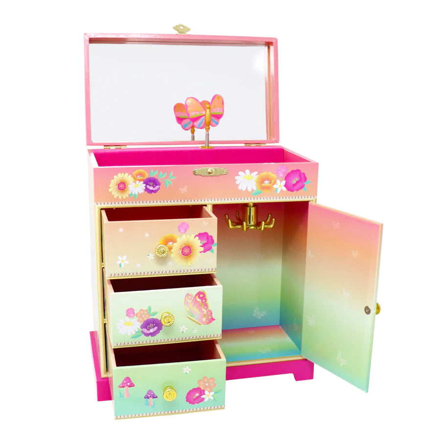 Pink Poppy Music Box (Rainbow Butterfly Large)