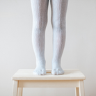 lamington merino wool tights in snow grey cable