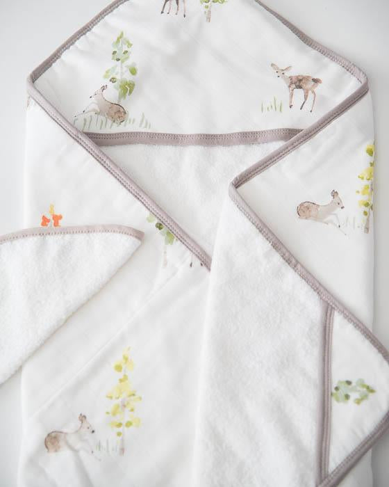 little unicorn hooded towel set in oh deer print