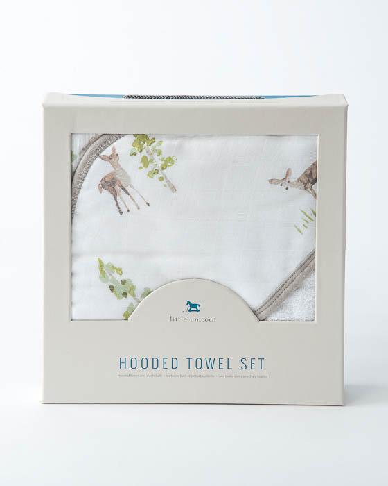 little unicorn hooded towel set in oh deer print