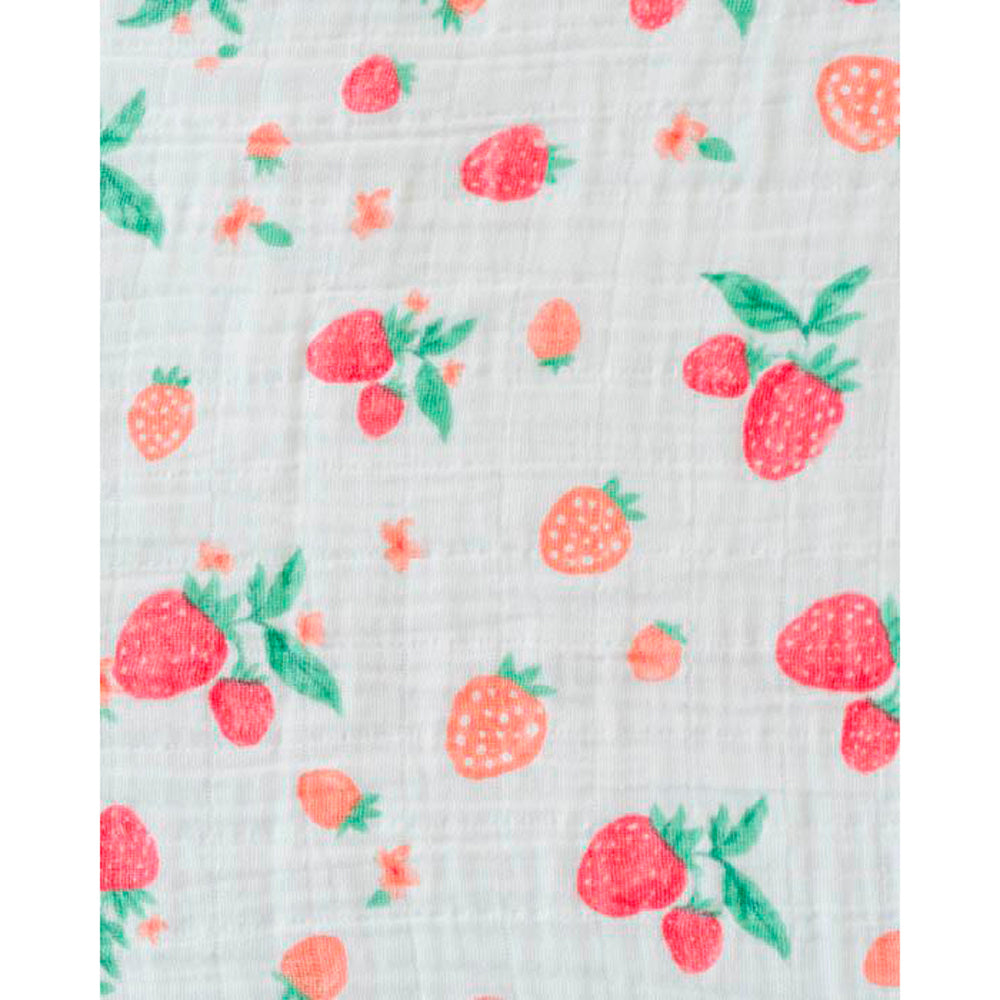 little unicorn cotton muslin swaddle in strawberry
