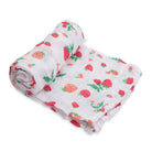 little unicorn cotton muslin swaddle in strawberry