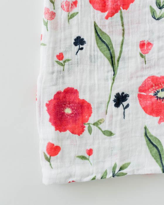 little unicorn cotton muslin swaddle in summer poppy