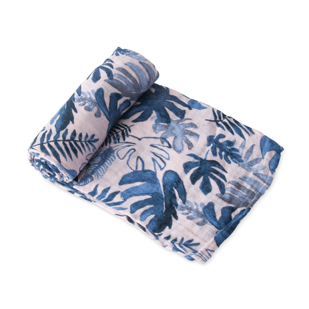 little unicorn cotton muslin swaddle in tropical pink