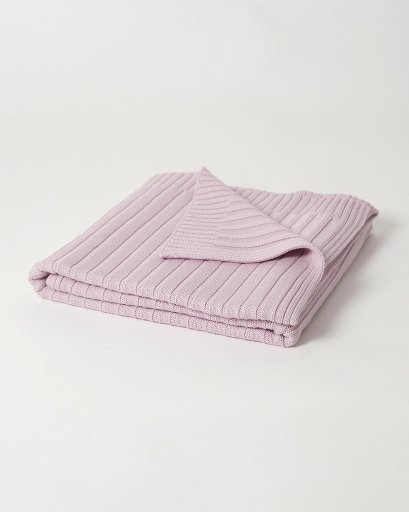 Babu Merino Rib Knit Blanket (Soft Mauve)