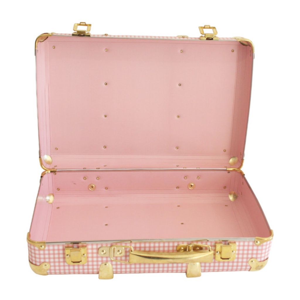 Alimrose Mini Vintage Suitcase (Pink Gingham)