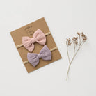 OTD Muslin Bow Headbands Set (Blush + Lilac)