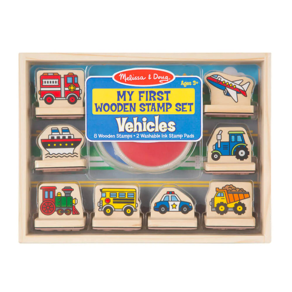 M&D My First Wooden Stamps Set Vehicles