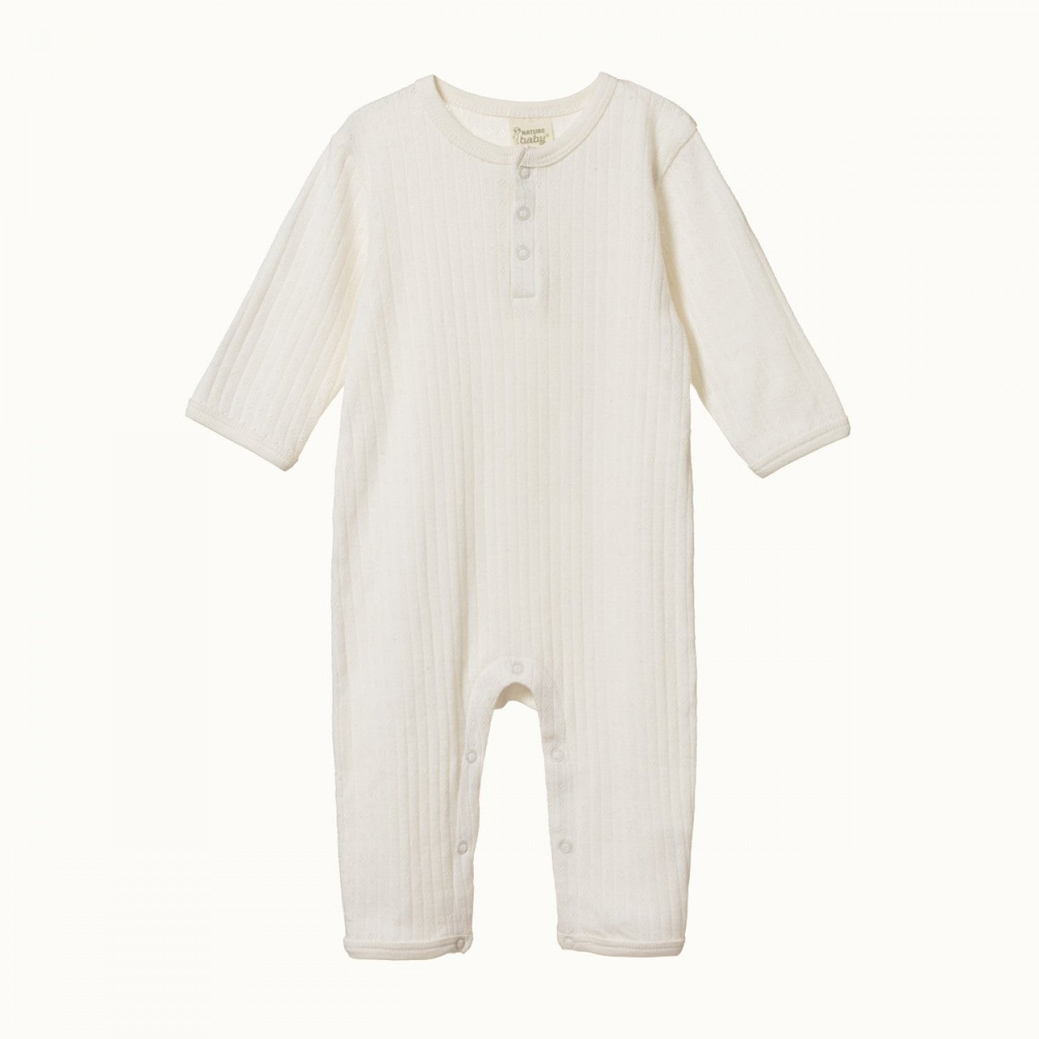 nature baby organic cotton long sleeve henley pj all in one