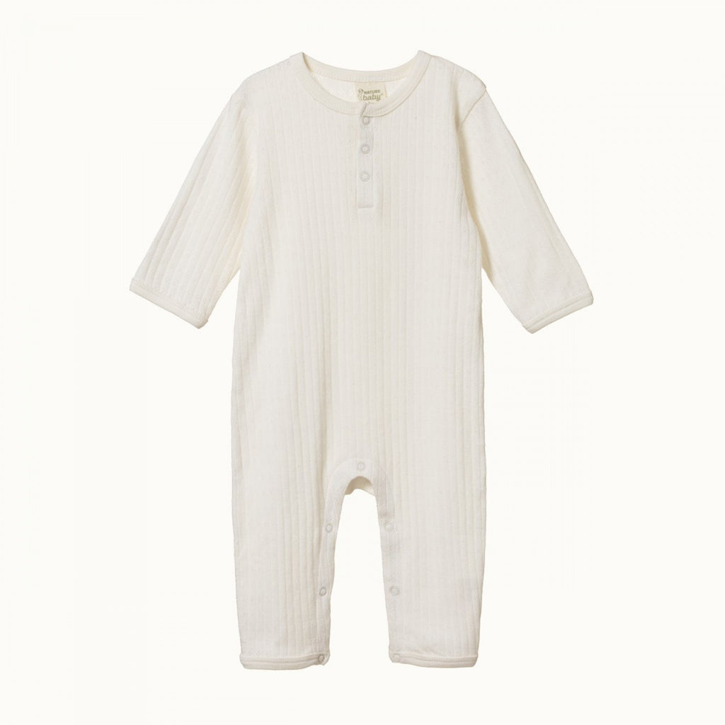 nature baby organic cotton long sleeve henley pj all in one