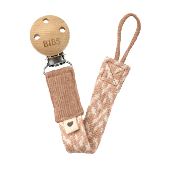 Bibs Paci Braid Pacifier Clip (Blush/Ivory)