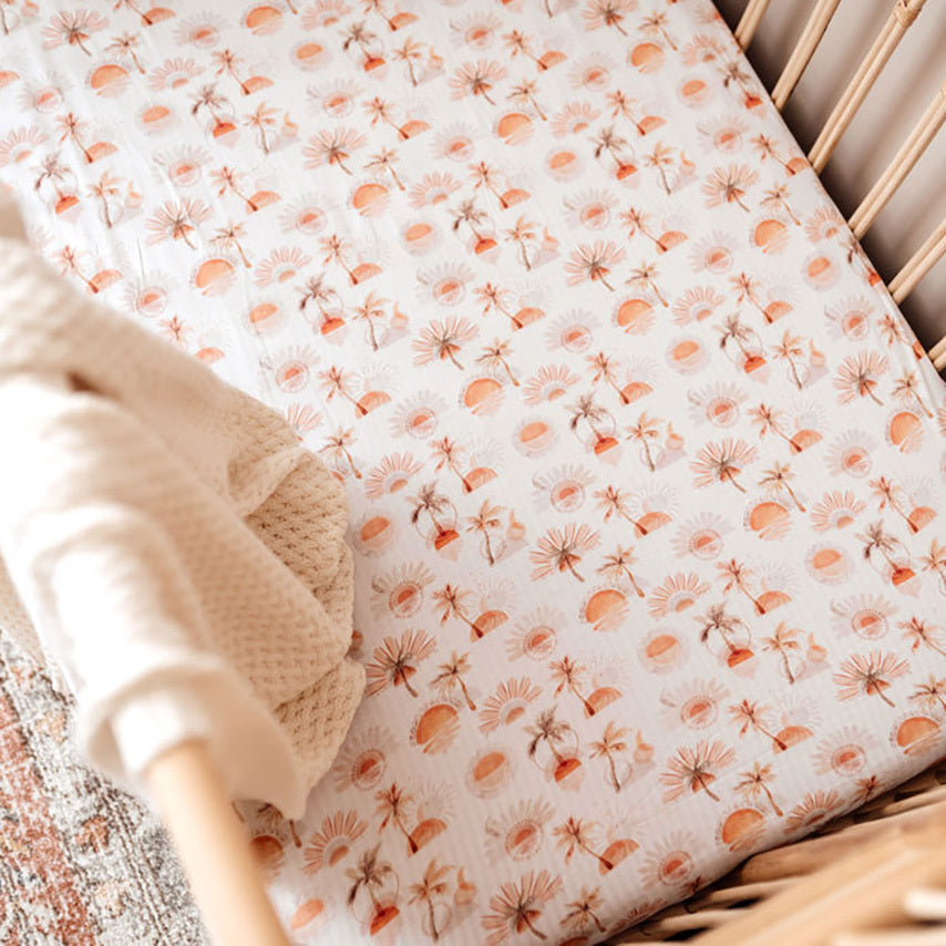 snuggle hunny kids fitted cot sheet in paradise print