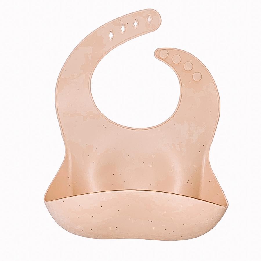 petite eats silicone baby bib in ivory speckle