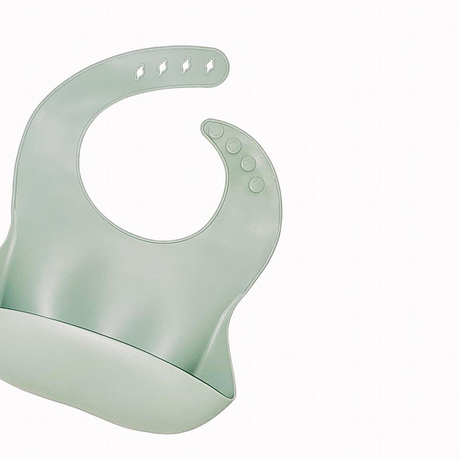 petite eats silicone baby bib in olive