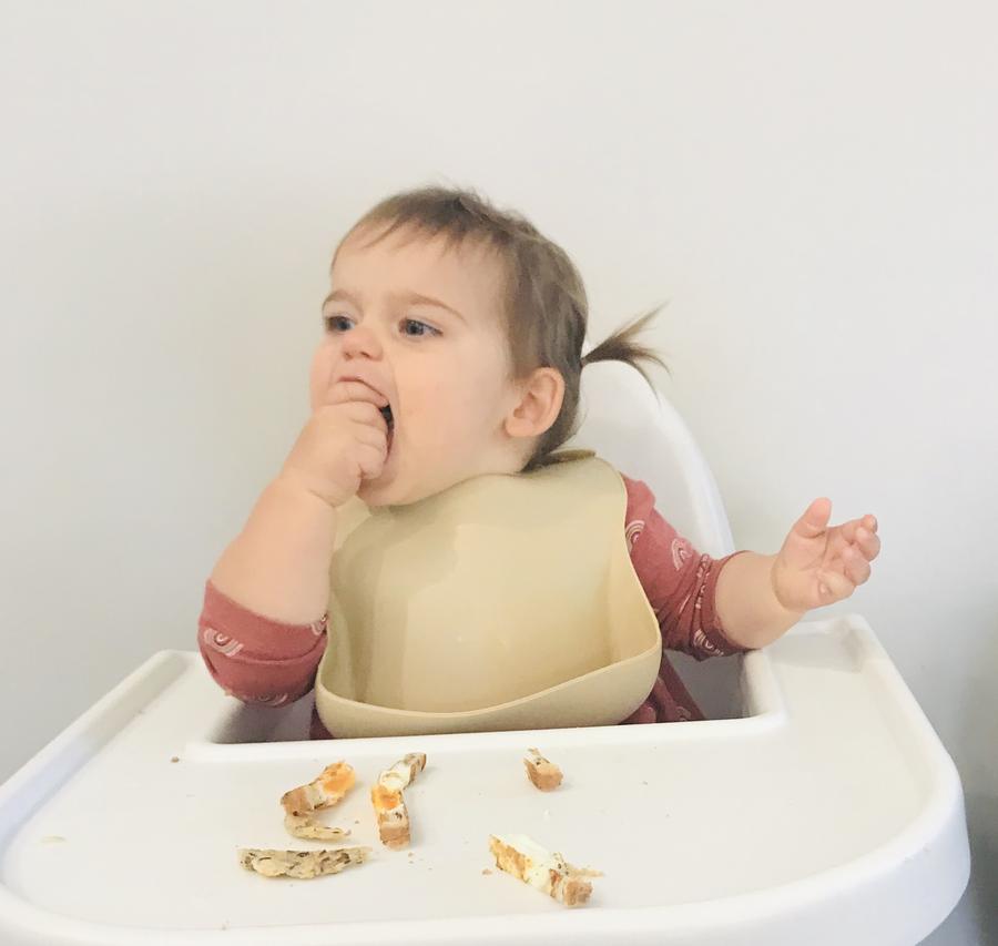 petite eats silicone baby bib in olive