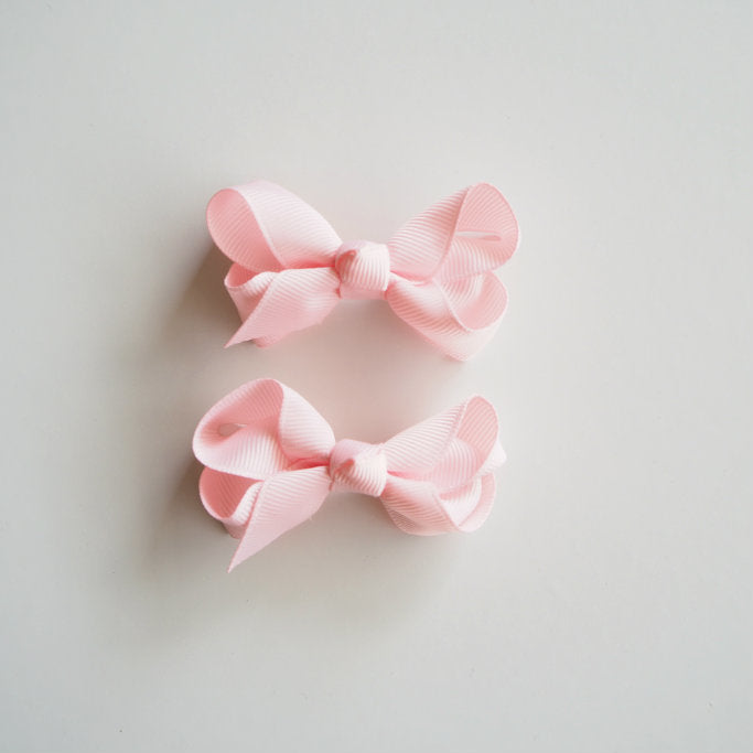 snuggle hunny kids hair clip bows small piggy light pink