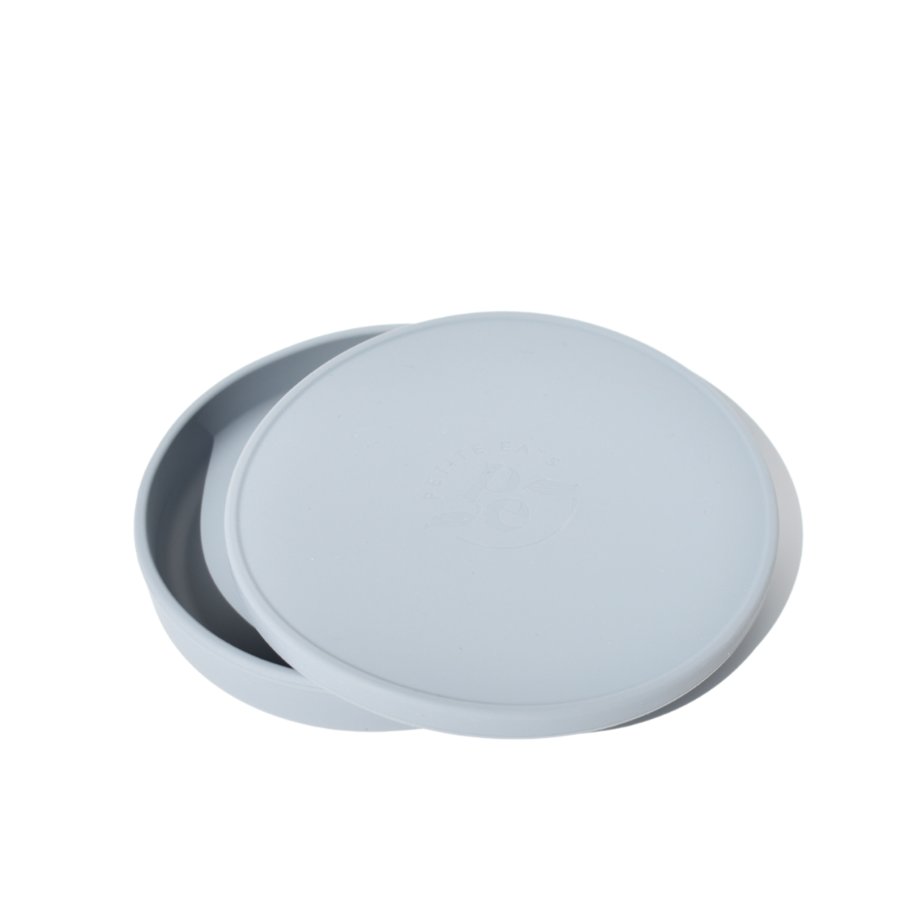 Petite Eats Silicone Plate with Lid (Pewter)