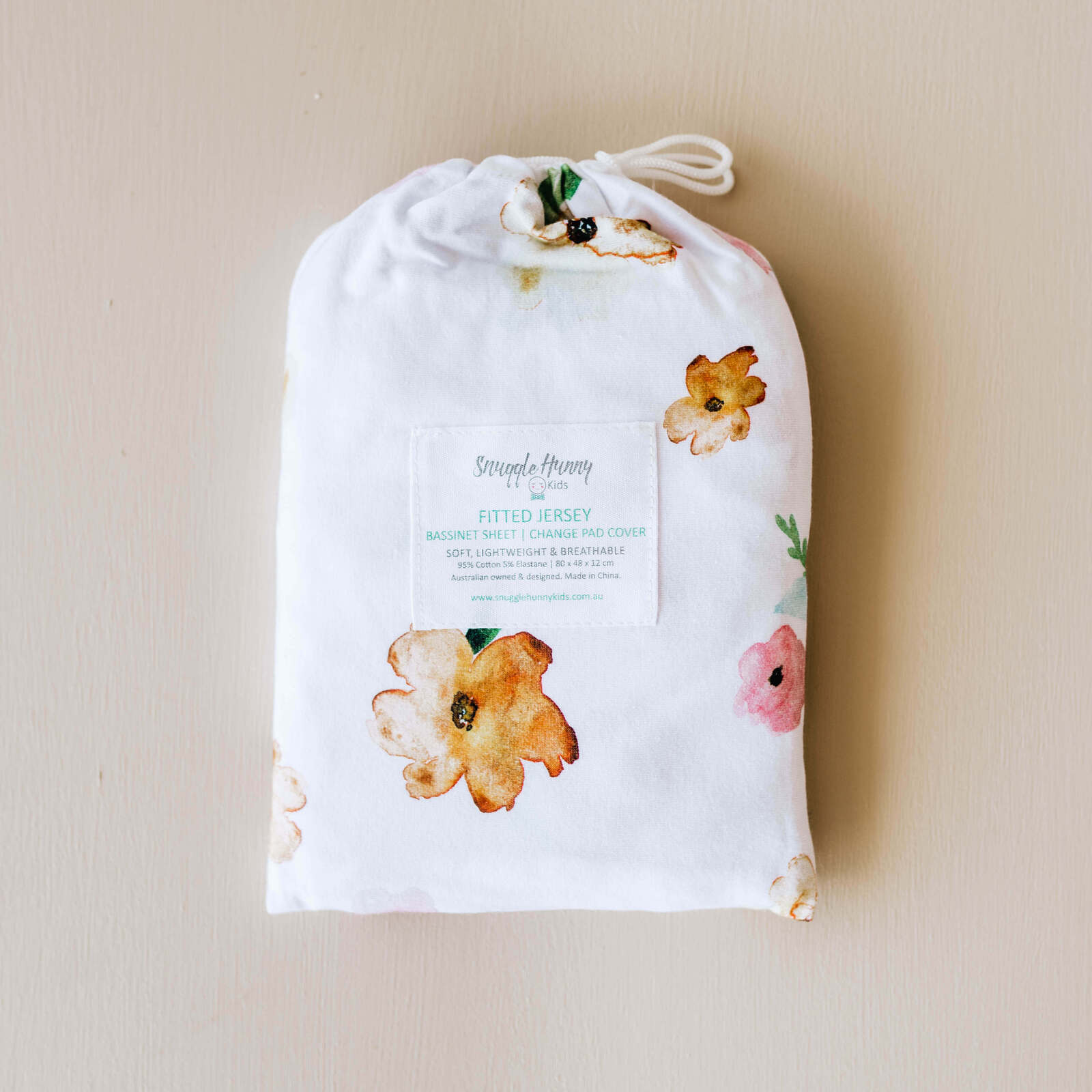 snuggle hunny kids bassinet sheet in poppy