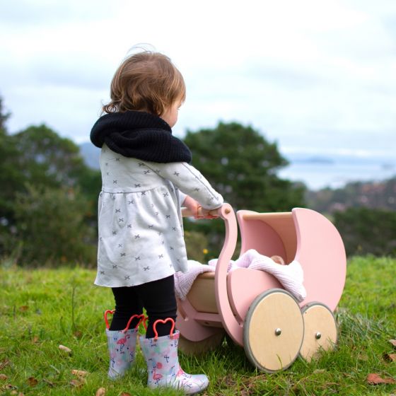 Kinderfeets Wooden Pram (Rose Pink)