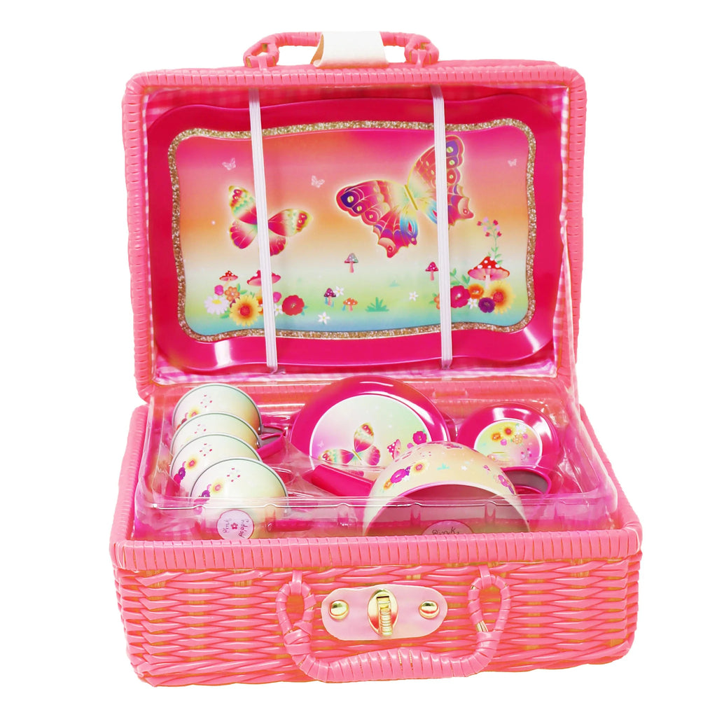 Pink Poppy Rainbow Butterfly Tea Set