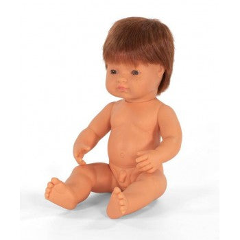 miniland 38cm anatomically correct baby doll with red head boy