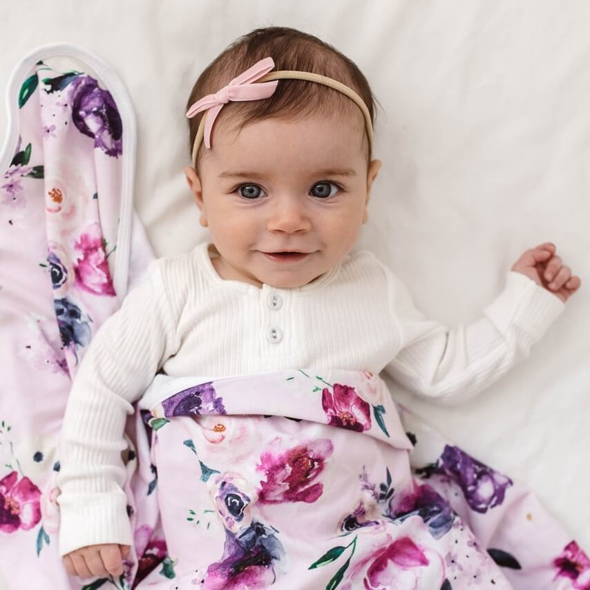 Snuggle Hunny Kids Petite Velvet Bow in rose pink