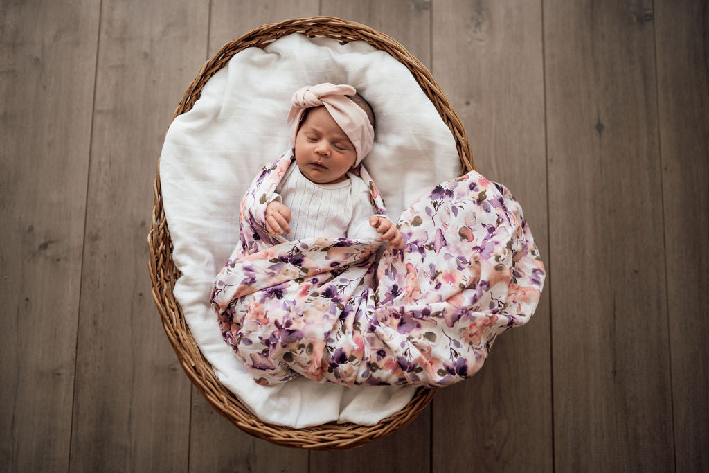 snuggle hunny kids organic cotton muslin wrap in blushing beauty