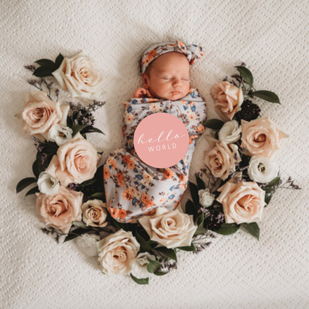 snuggle hunny kids milestone cards in vintage blossom & rose gold