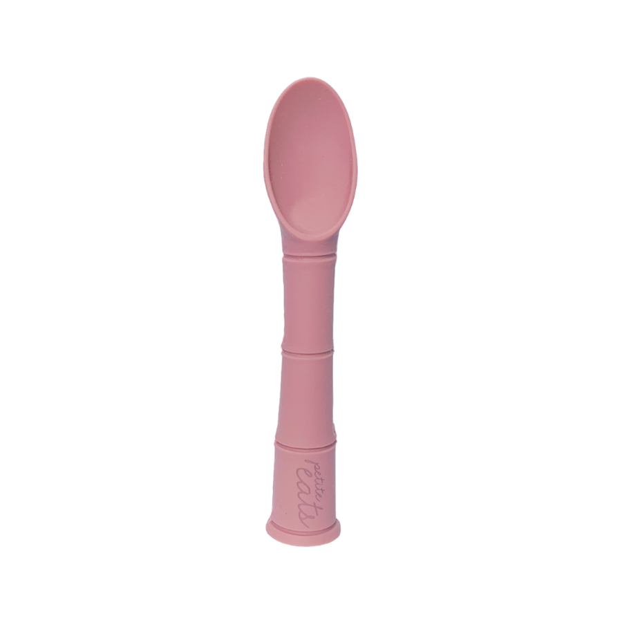 petite eats silicone spoon set in dusky rose