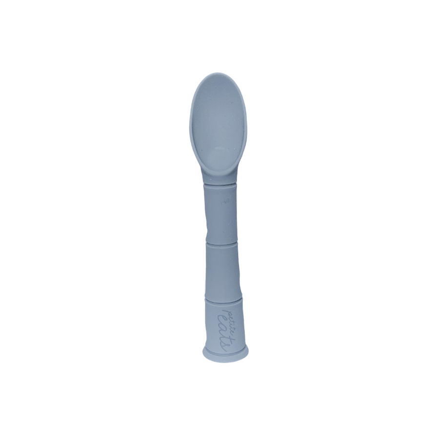 petite eats silicone spoon set in pewter