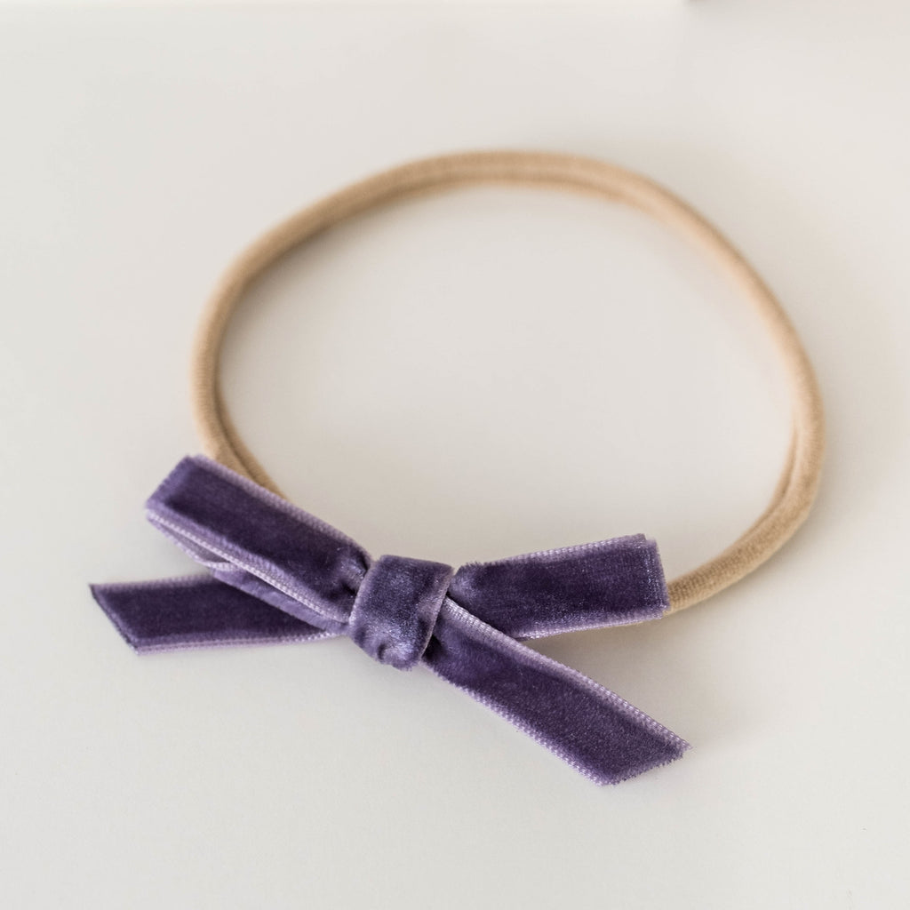 snuggle hunny kids petite velvet bow in violet