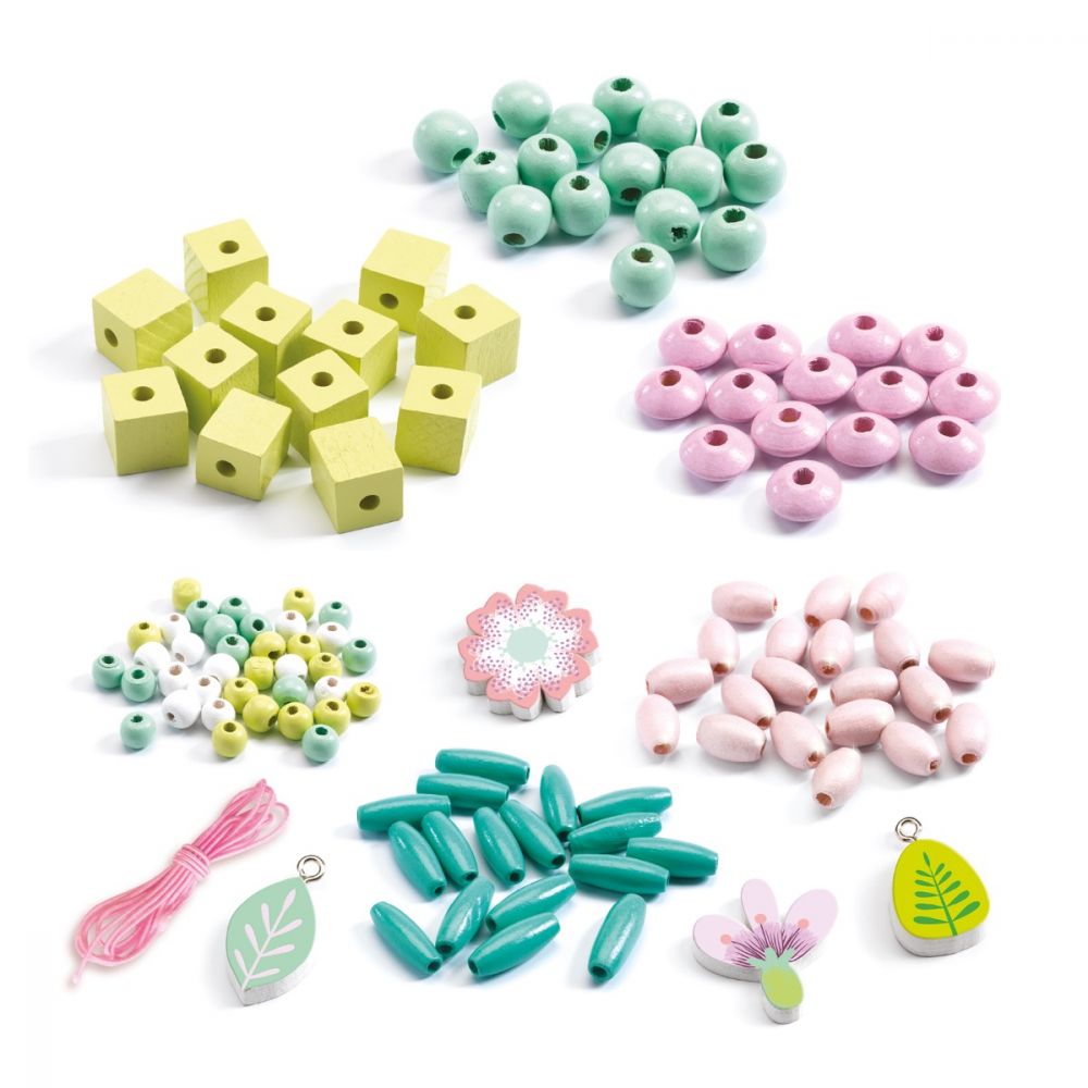 Djeco Wooden Beads Set (Leaves & Flowers)