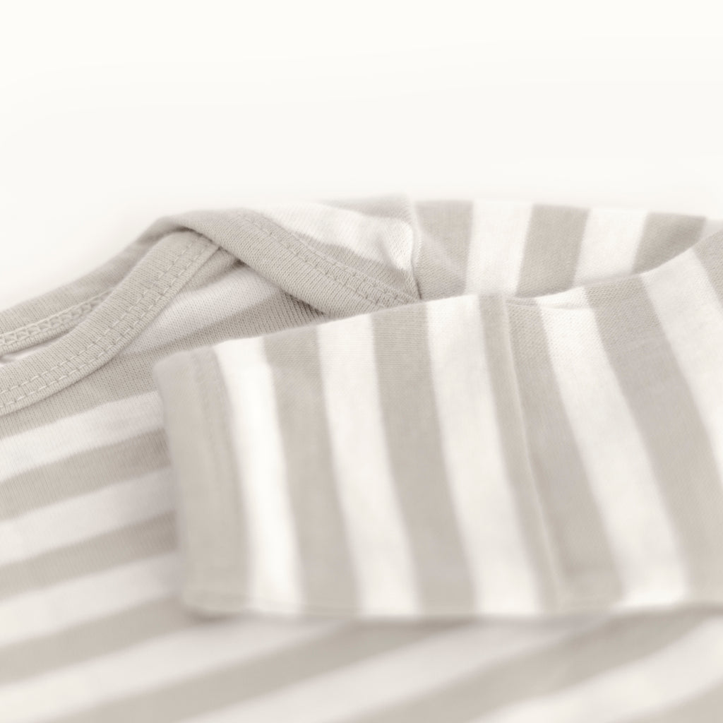   woolbabe merino cotton baby gown in pebble stripe